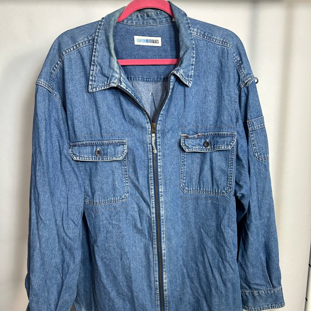 Denim Zip Down Jacket - image 1
